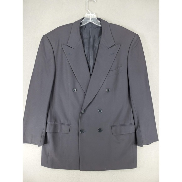 Vintage Gucci Black Sport Suit Jacket 100% Wool double Breasted Men's 42 Chest